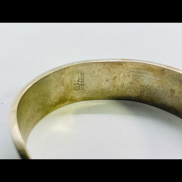 Vtg Abalone chip inlay “Alpaca Mexico” 5x3/4” silver cuff bracelet - Picture 5 of 5
